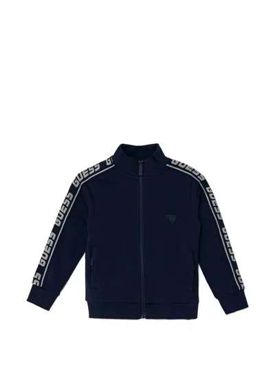 Guess Kids' Zip Mock-neck Jacket In Blue