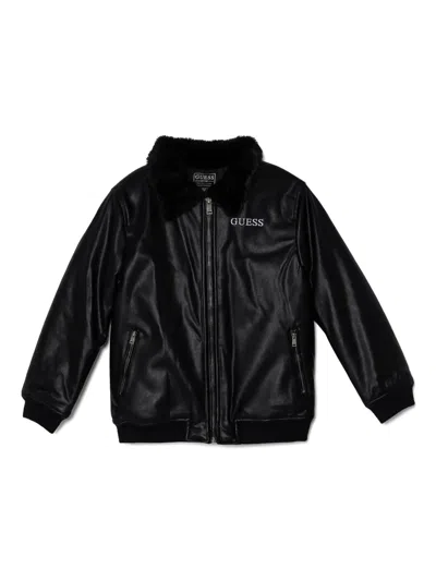 Guess Kids' Zip-up Bomber Jacket In Black