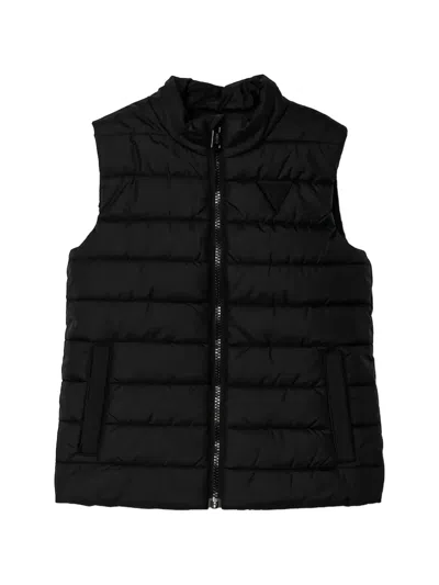 Guess Kids' Zip-fastening Padded Gilet In Black