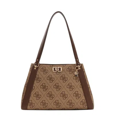 Guess Zippered Shoulder Bag In Brown