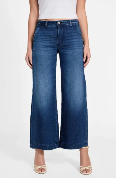 Guess Zoya Crop Wide Leg Jeans In Blue