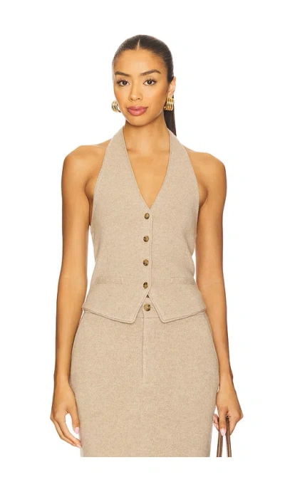Guest In Residence Tailored Halter Vest In Brown