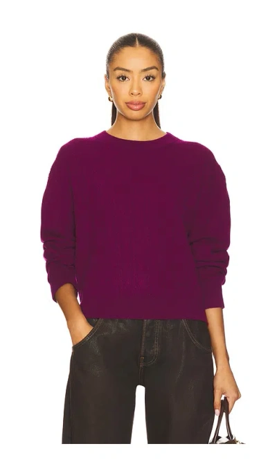 Guest In Residence Cable Collegiate Crew Sweater In Purple