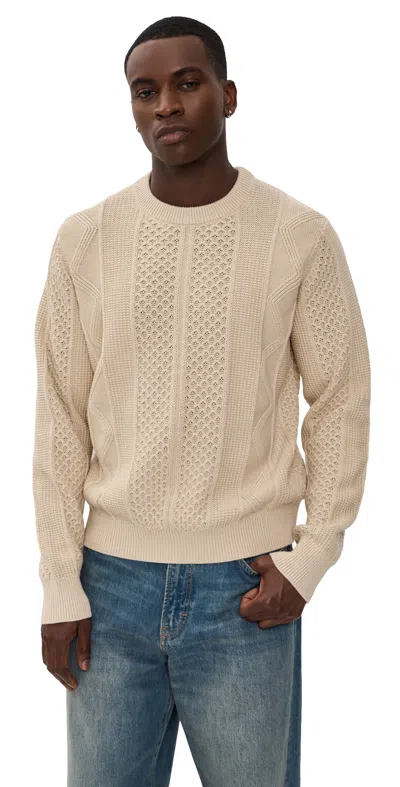 Guest In Residence Allday Cable Crew Sweater Sandstone In Brown