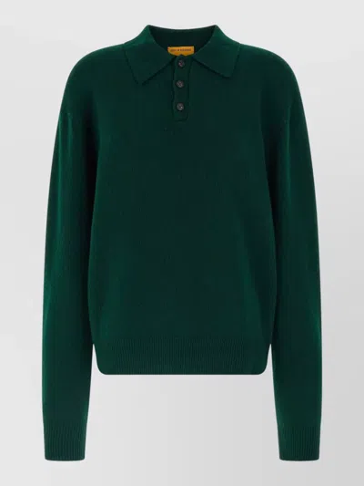 Guest In Residence Allday Knit Polo Shirt Collared Ribbed In Green