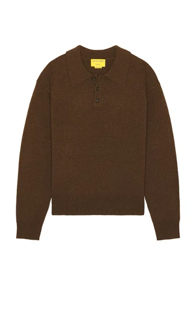 Guest In Residence Allday Long Sleeve Polo In Chestnut