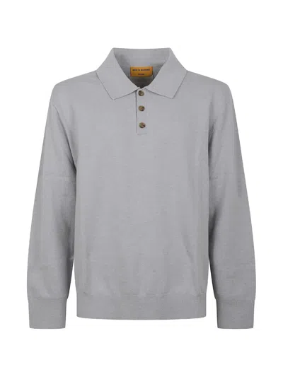 Guest In Residence Allday Long-sleeve Polo Sweater In Gray