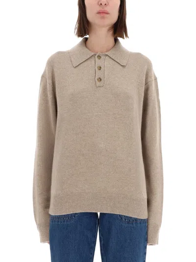 Guest In Residence Allday Long-sleeved Cashmere Polo Shirt In Brown