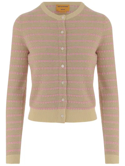Guest In Residence All-over Striped Cashmere Cardigan With Contrast Cuffs In Multi