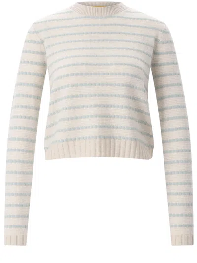 Guest In Residence All-over Striped Cashmere Sweater With Ribbed Cuffs In Neutral