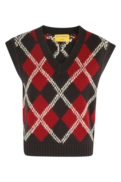 GUEST IN RESIDENCE ARGYLE CHECK PATTERN CASHMERE VEST