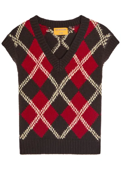 GUEST IN RESIDENCE GUEST IN RESIDENCE ARGYLE CHECKED WOOL AND CASHMERE-BLEND VEST