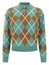 Guest In Residence Argyle-pattern Wool-cashmere Polo Shirt In Green