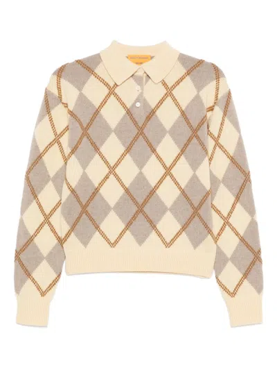 Guest In Residence Argyle Polo Knit In Neutral