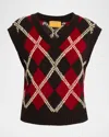 Guest In Residence Argyle Checked Wool And Cashmere-blend Vest In Multi
