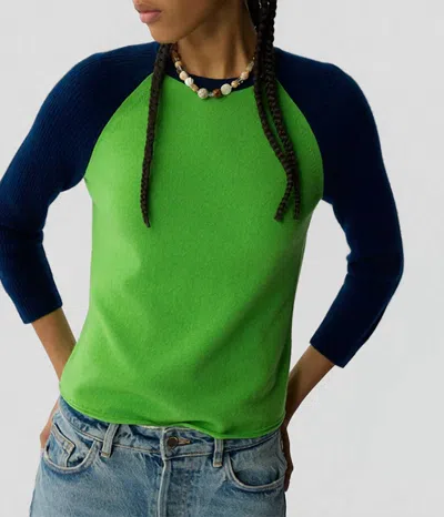 Guest In Residence Baseball Sweater In Match Point/navy In Multi