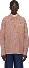 Guest In Residence Beige & Red Tweed Work Overshirt In Dune Combo
