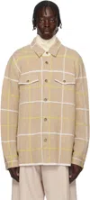 Guest In Residence Beige Plaid Work Overshirt In Almond Combo