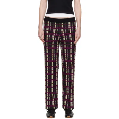 Guest In Residence Black & Purple Plaid Flare Lounge Pants In Multi