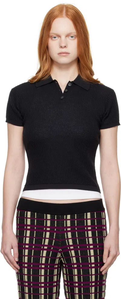 Guest In Residence Black Shrunken Polo