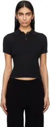 Guest In Residence Black Shrunken Polo In Blk Black