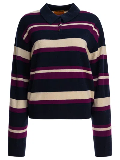 Guest In Residence Collegiate Stripe Polo Midnight Combo In Blue