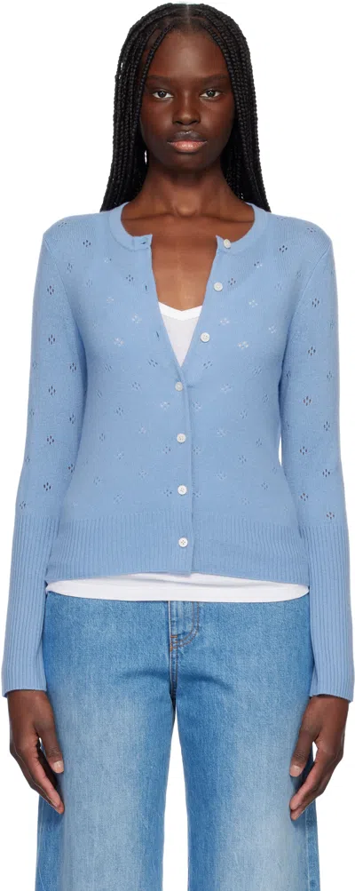 Guest In Residence Blue Jane Pointelle Cardigan In Frbl French Blue