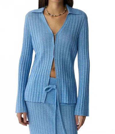 Guest In Residence Breezy Ribbed Cardigan In Sail In Blue