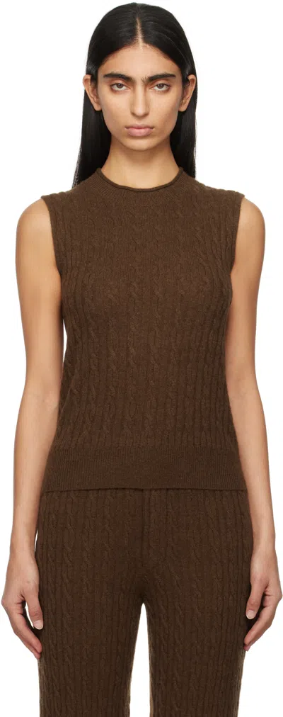 Guest In Residence Brown Cable Vest In Ches Chestnut