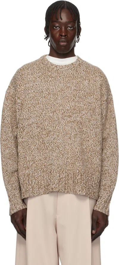 Guest In Residence Brown Cozy Crew Sweater In Dune Marl