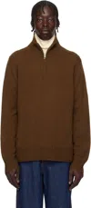 Guest In Residence Brown Half Zip Turtleneck In Chestnut