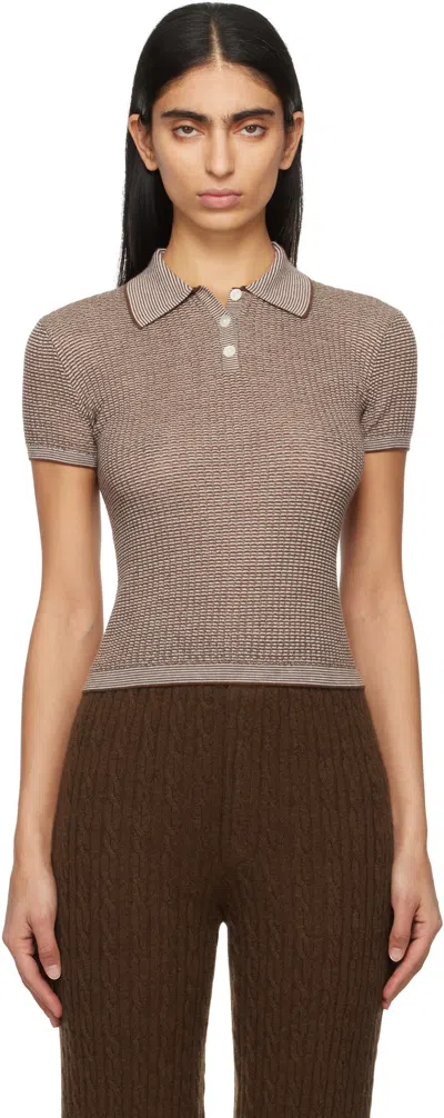 Guest In Residence Brown Shrunken Polo In Chescre Chestnut/cre