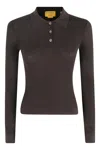 Guest In Residence Brown Textured Cashmere Shrunken Polo With Lapel Collar In Brown