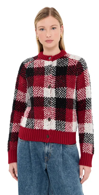 Guest In Residence Buffalo Plaid Cardigan Ruby Combo In Red