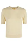 Guest In Residence Butter Cashmere Sweater Tee With Classic Crew Neck In Yellow
