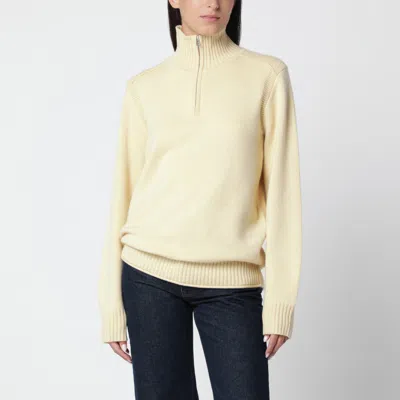 Guest In Residence Butter-colored Turtleneck Sweater With Half-zip In Neutral