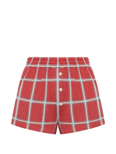 Guest In Residence Picnic Checked Silk And Linen-blend Jacquard Shorts In Multi