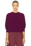 Guest In Residence Cable Collegiate Crew Sweater In Purple