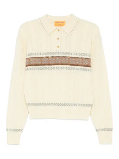 Guest In Residence Cable Collegiate Knitted Polo Top In Black