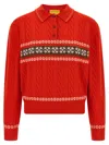 Guest In Residence Cable Collegiate Polo Sweater In Multi