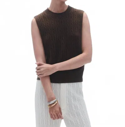 Guest In Residence Cable Crew Neck Sleeveless Vest In Chestnut In Multi