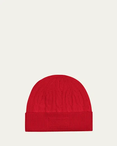 Guest In Residence Cable-knit Cashmere Beanie In True Red