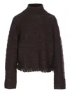 Guest In Residence Women Cropped Cable Turtleneck Sweater In Brown