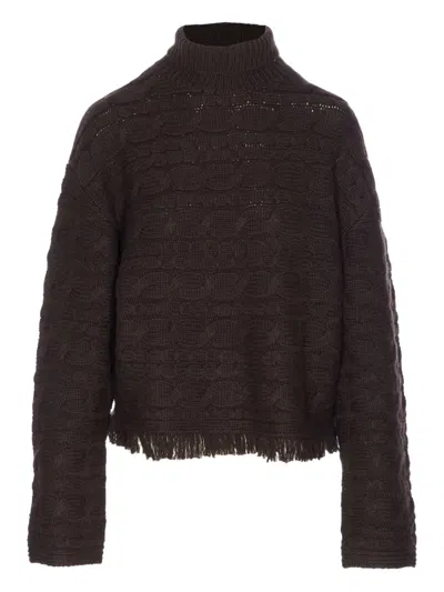 GUEST IN RESIDENCE CABLE-KNIT FRAYED SWEATER