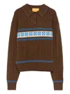 Guest In Residence Cable Collegiate Patterned Wool And Cashmere-blend Polo Shirt In Brown