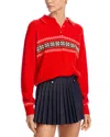 Guest In Residence Cable Knit Polo Sweater In Red