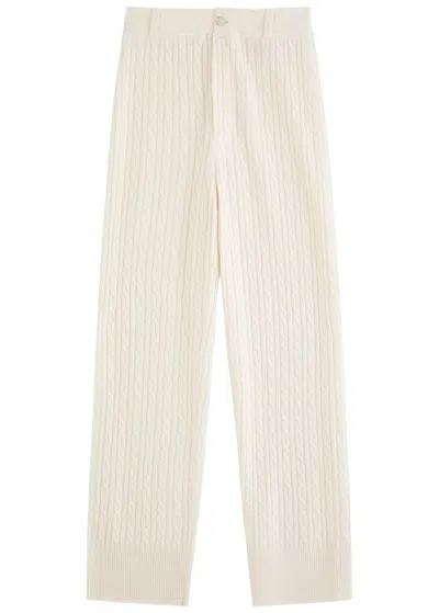 Guest In Residence Cable-knit Straight-leg Cashmere Trousers In Cream