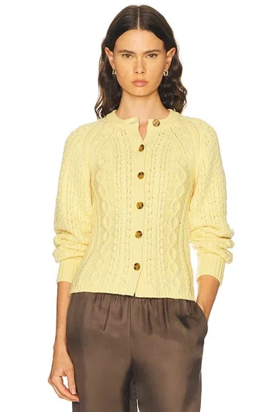 Guest In Residence Cable Sculpted Cardigan In Yellow