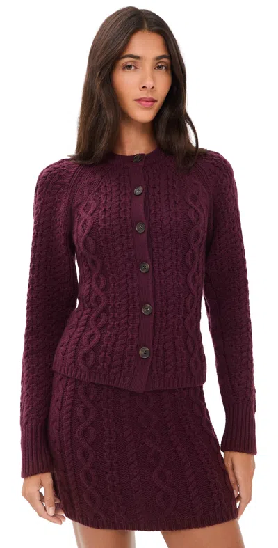 Guest In Residence Cable-knit Sculpted Cardigan In Purple