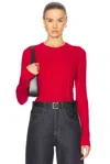 Guest In Residence Cable Shrunken Cashmere Crew Sweater In True Red